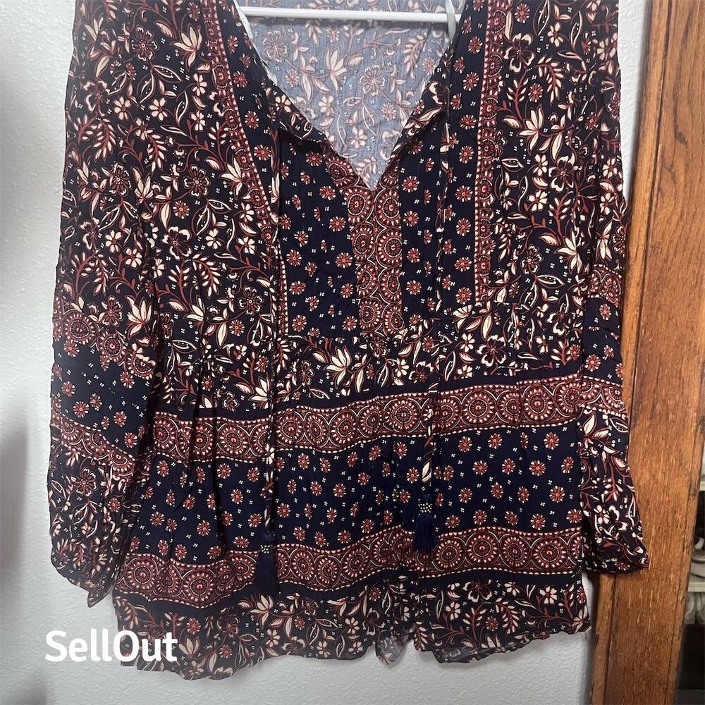Daniel Rainn Women's Floral V-Neck Blouse Multicolor Size M